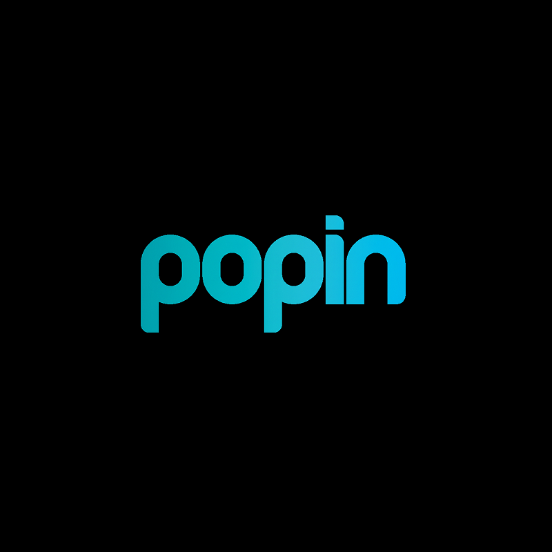 Popin logo in black square.