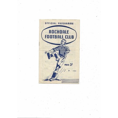 1956/57 Rochdale v Oldham Athletic Football Programme
