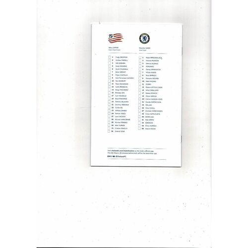 New England Revolution v Chelsea Friendly Football Programme 2018/19