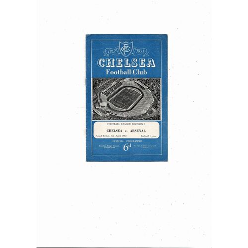 1952/53 Chelsea v Arsenal Football Programme