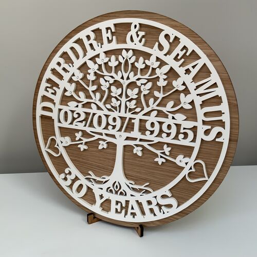 Personalised Tree of Life Anniversary Plaque – Custom Names & Date