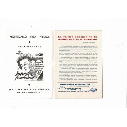 1959/60 Barcelona v Real Sociedad La Liga Football Programme