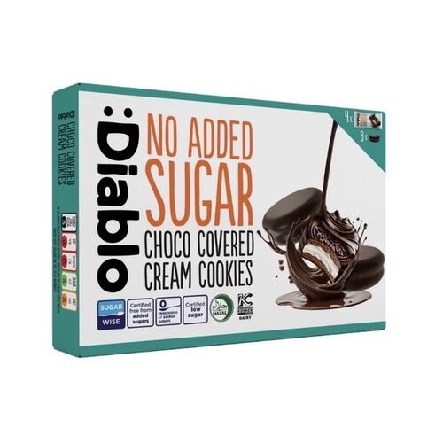 Diablo No Added Sugar Chocolate Covered Cream Cookies 136g