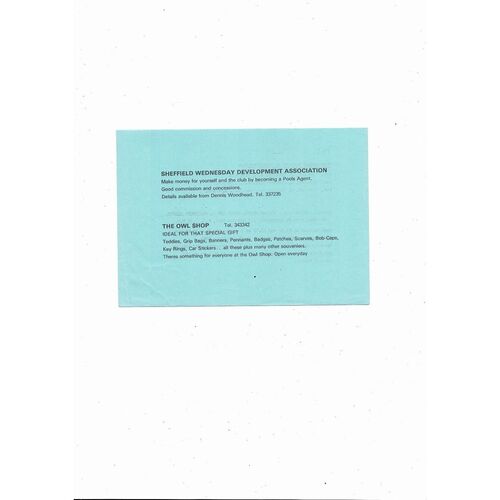 Sheffield Wednesday v Manchester City Central League Football Programme 1981/82