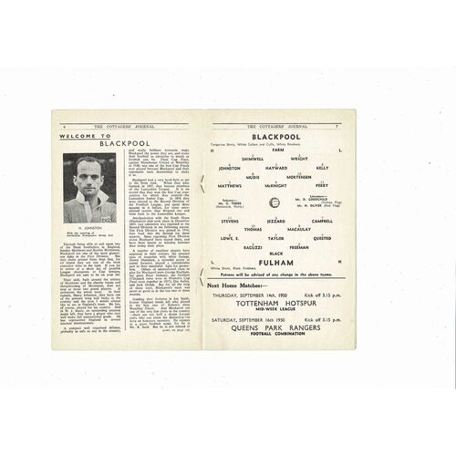1950/51 Fulham v Blackpool Football Programme
