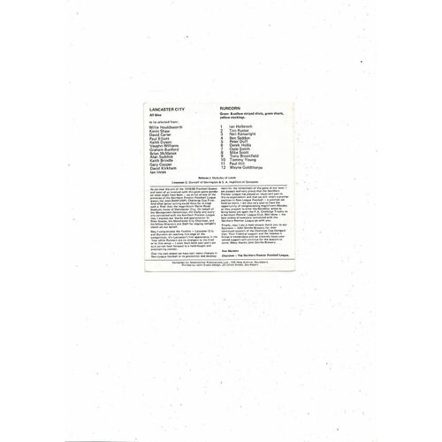 1980 Lancaster City v Runcorn NPL Cup Final Football Programme @ Manchester City