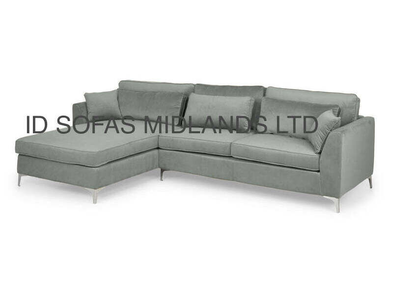 DEVA CHAISE CORNER SOFA IN GREY PLUSH