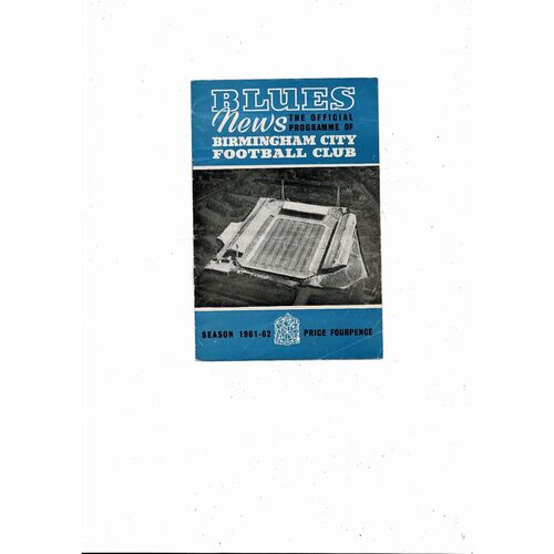 1961/62 Birmingham City v Manchester City Football Programme