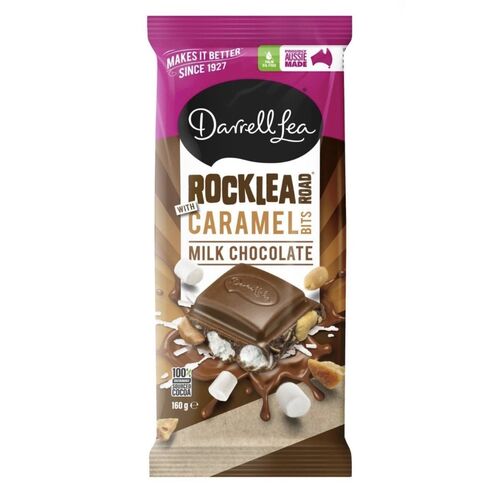 Darrell Lea Rocklea Road with Caramel Bits - Milk Chocolate Block 160g