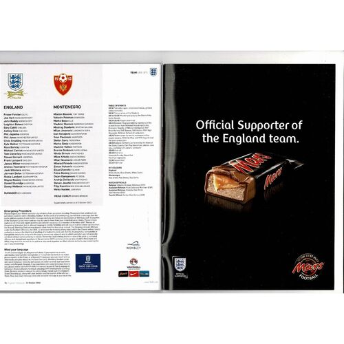 2013 England v Montenegro Football Programme