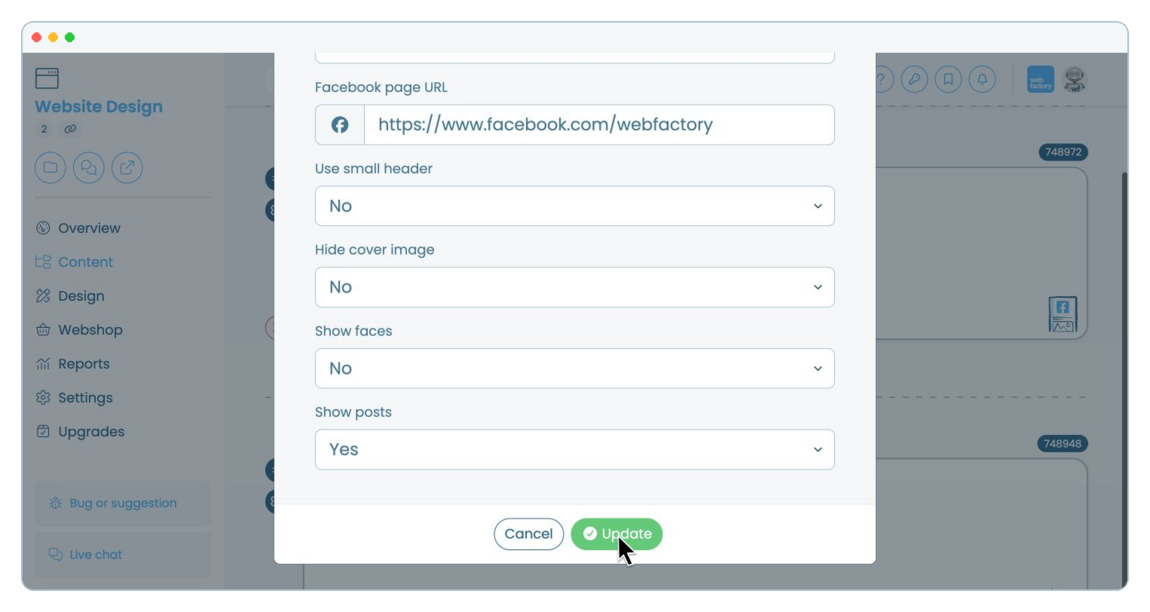 How to add a Facebook Feed to a website page | Webfactory Support | Webfactory