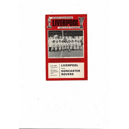 1973/74 Liverpool v Doncaster Rovers FA Cup Football Programme