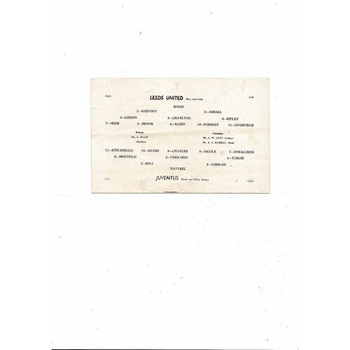 Leeds United v Juventus Friendly Football Programme 1957/58