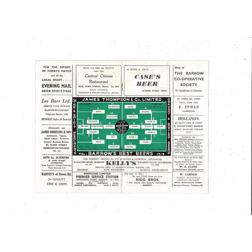 1965/66 Barrow v Chester City Football Programme