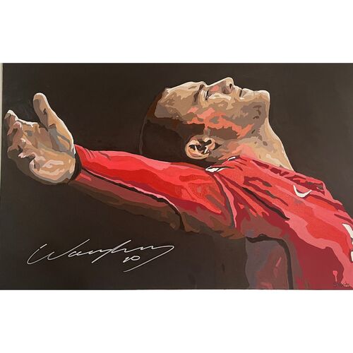 Original Wayne Rooney Signed Painting by Sue Verity