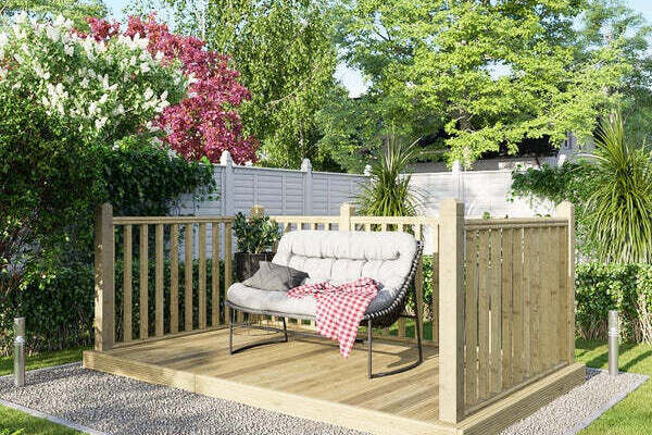 6x10 Wooden Decking with 3 Handrail Sides