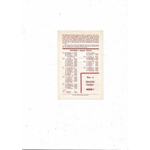 Workington Res v Queen of the South Friendly Football Programme 1977/78