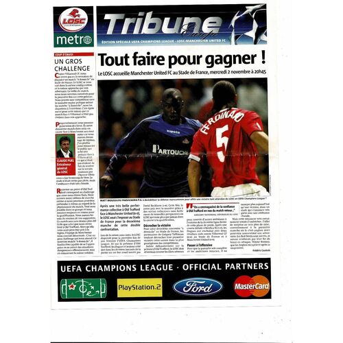 Lille Metropole v Manchester United Unofficial Champions League Football Programme & Official Match Newspaper 2005/06