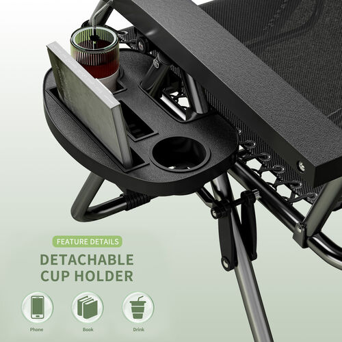 mcc direct Zero Gravity Reclining Chair Set of 2 – Folding Outdoor & Garden Chairs with Textilene Fabric, Cup Holder and Headrest Pillow – TEXTILENE