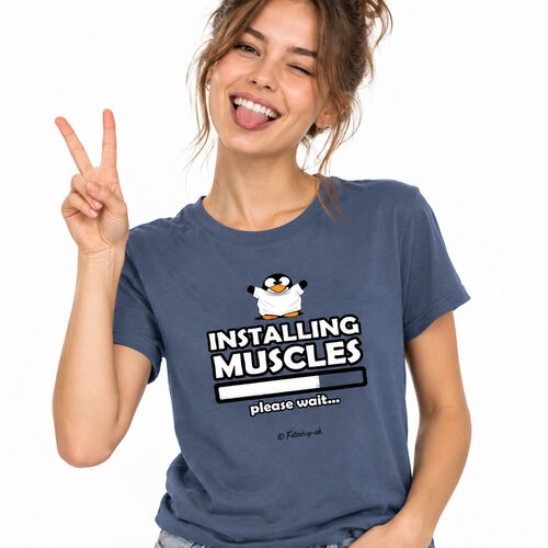 'Installing Muscles' Adults T-Shirt