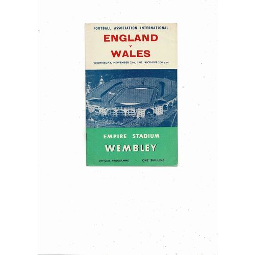 1960 England v Wales Football Programme