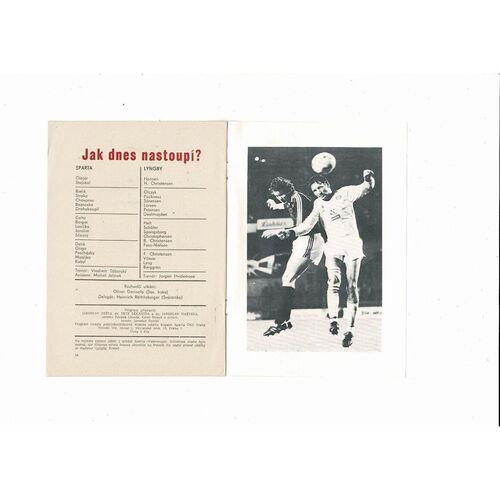 Sparta Prague v Lyngby European Cup Football Programme 1984/85