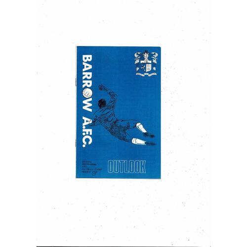 1968/69 Barrow v Barnsley Football Programme