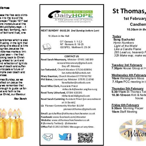 Pew Sheet | The Parish of St Thomas, Exeter