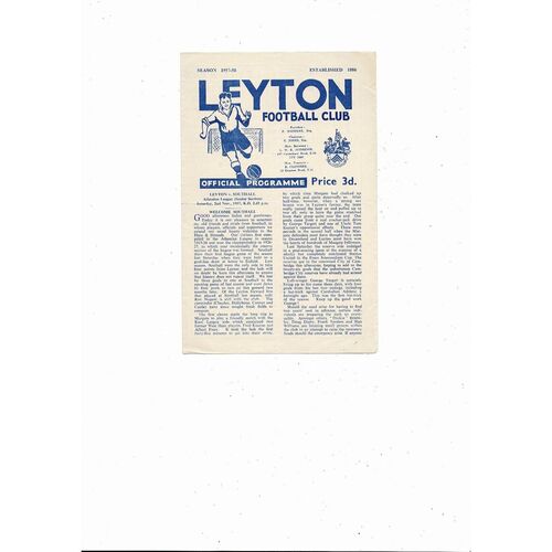 1957/58 Leyton v Southall Athenian League Football Programme