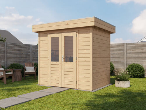 2.4mtr x 1.8mtr 28mm walled Flat Roof Cabin