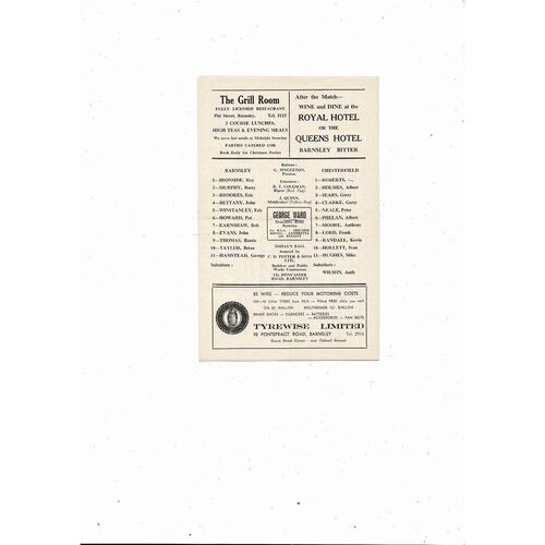 1967/68 Barnsley v Chesterfield Football Programme