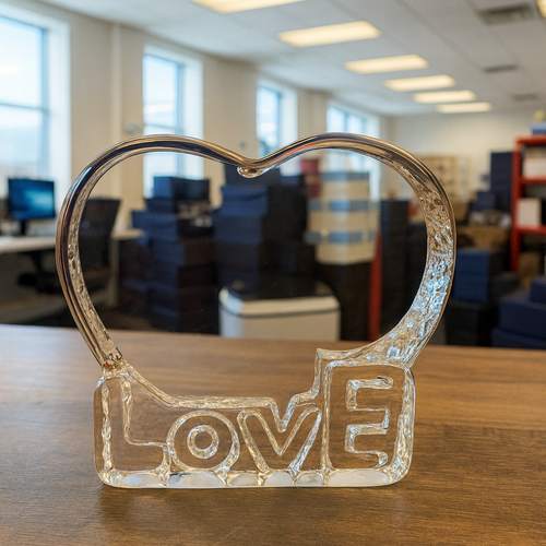 The Beautiful 3D Sculpted “LOVE” Tiree 13x13x3cm Pure Crystal Heart