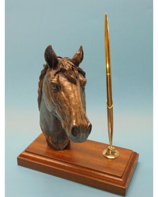 Cold Cast Bronze Coloured Horse Head Desk Pen Stand
