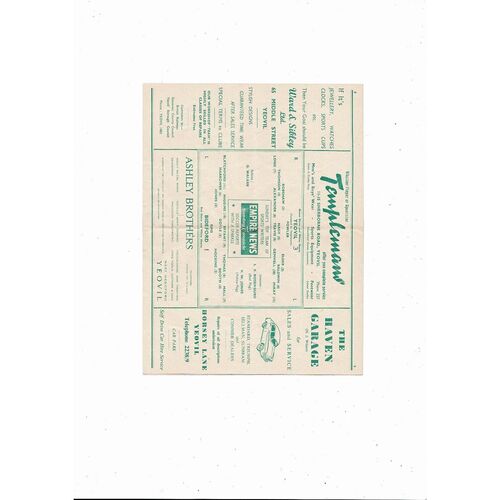 Yeovil Town v Bideford FA Cup Football Programme 1957/58