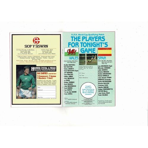 1985 Wales v Spain World Cup Football Programme @ Wrexham