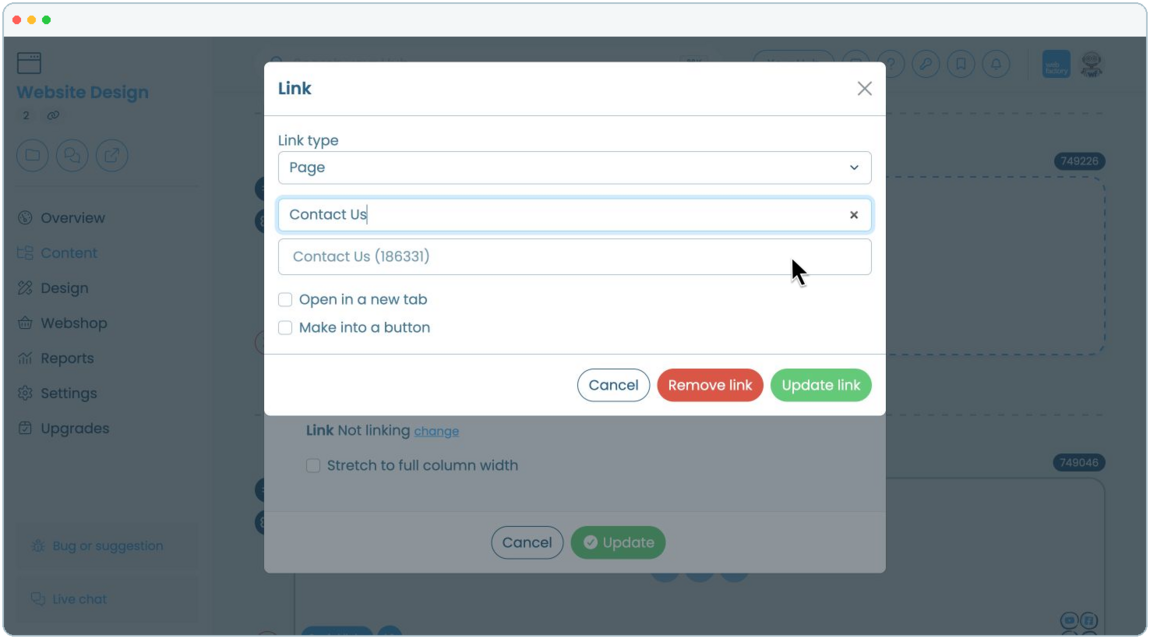 How to create and manage call-to-action button | Webfactory Support | Webfactory