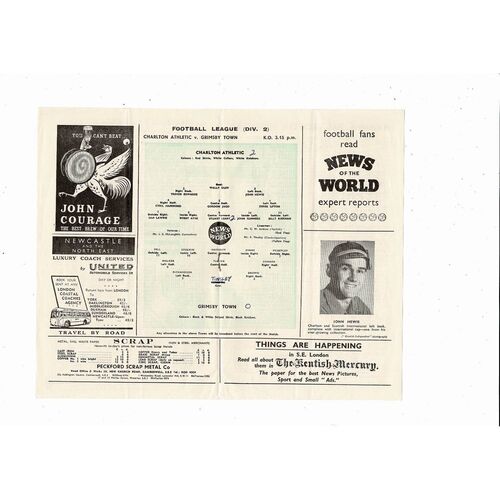 1957/58 Charlton Athletic v Grimsby Town Football Programme