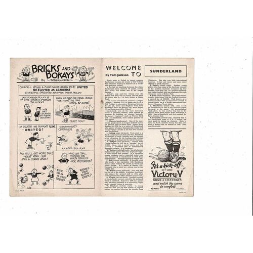 1951/52 Manchester United v Sunderland Football Programme