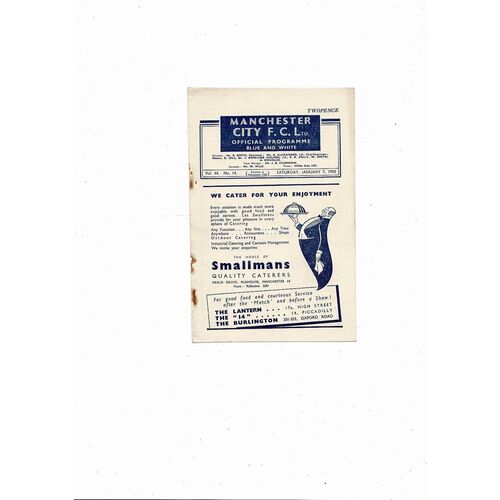 1949/50 Manchester City v Derby County FA Cup Football Programme