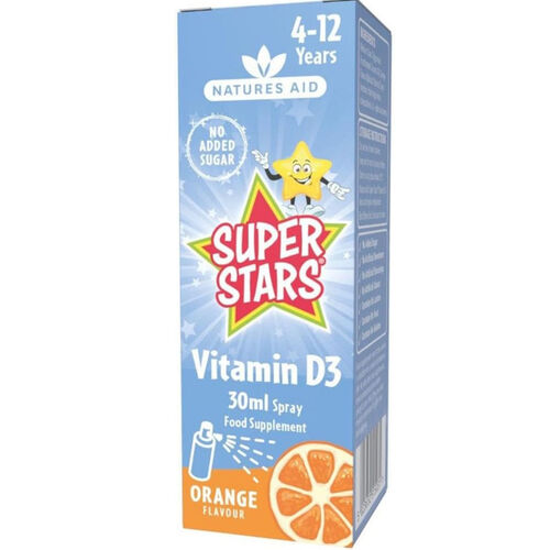 Natures Aid Super Stars Vitamin D3 Orange Flavour 30ml Spray