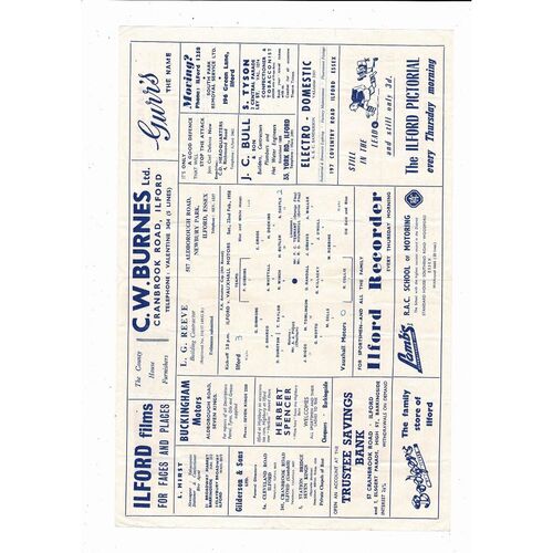 1957/58 Ilford v Vauxhall Motors Amateur Cup Football Programme