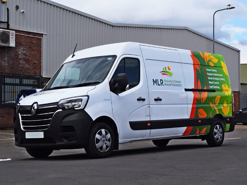Partial company van wrap on Renault Master van.