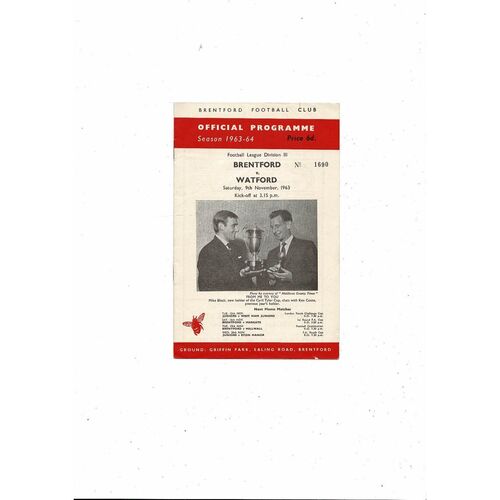 1963/64 Brentford v Watford Football Programme