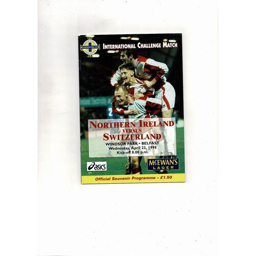 1998 Northern Ireland v Switzerland Football Programme