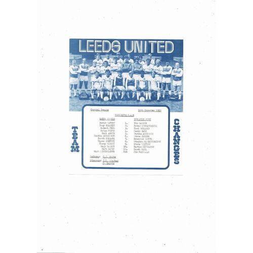 Leeds United v Coventry City Central League Football Programme 1982/83