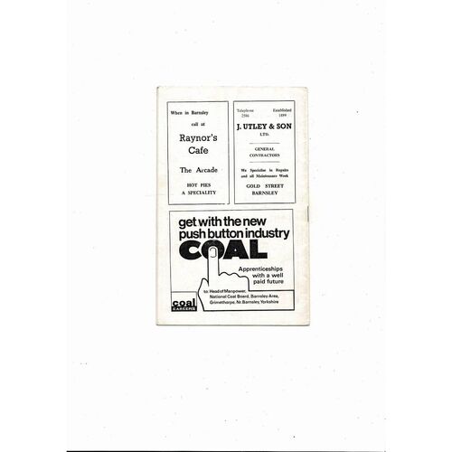 1968/69 Barnsley v Mansfield Town Football Programme