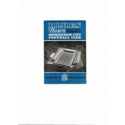 1961/62 Birmingham City v Tottenham Hotspur Football Programme