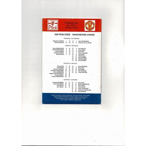 LKS Lodz v Manchester United UEFA Champions League Football Programme 1998/99