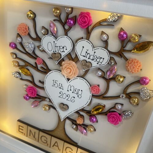 Personalised Engagement Frame with Names & Date – Tree Keepsake Gift
