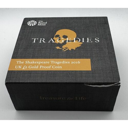 2016 QE11 The Shakespeare tragedies gold proof £2 coin